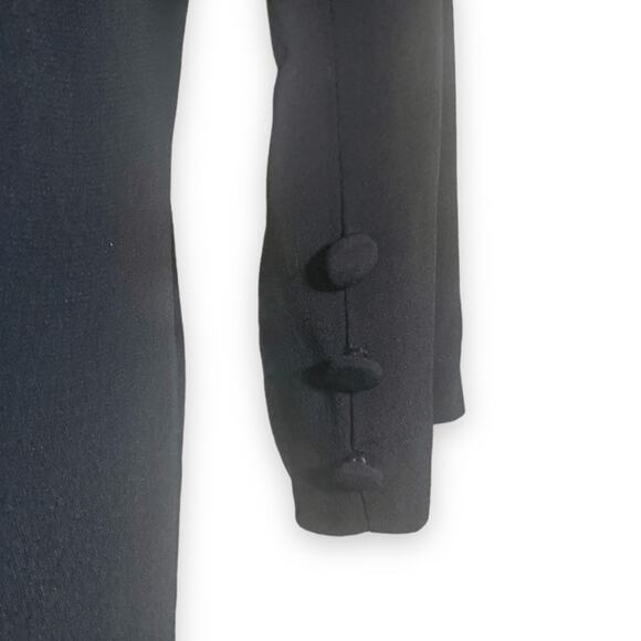 Vintage 90s Cache Black Duster Coat Gold Embroidered Satin Collar Size Medium - Picture 8 of 12